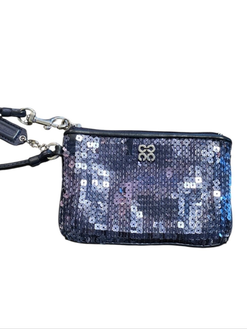 Coach Julia Signature Evening Wristlet, Navy Blue Sequin